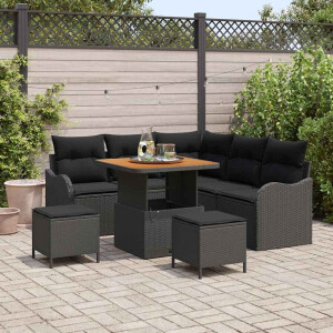 vidaXL Tuin Sofa Set met kussen met opslag met kussen 8 pcs Zwart
