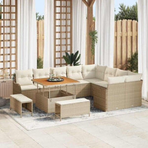 vidaXL Tuin Sofa Set met kussen met opslag 12 pcs Beige en Crème