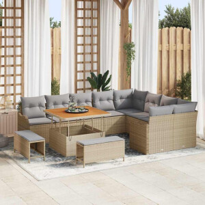 vidaXL Tuin Sofa Set met kussen met opslag 12 pcs Beige en Licht Grijs
