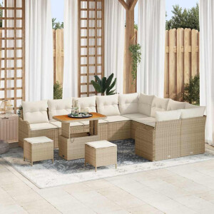 vidaXL Tuin Sofa Set met kussen met opslag 12 pcs Beige en Crème