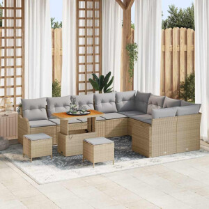 vidaXL Tuin Sofa Set met kussen met opslag 12 pcs Beige en Licht Grijs
