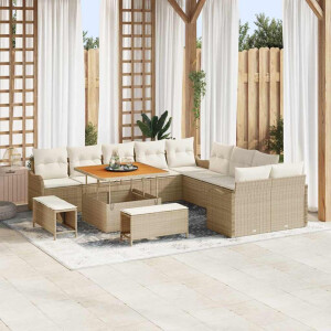 vidaXL Tuin Sofa Set met kussen met opslag 13 pcs Beige en Crème