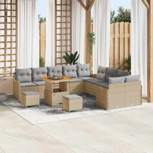 vidaXL Tuin Sofa Set met kussen met opslag 13 pcs Beige en Licht Grijs