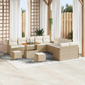 vidaXL Tuin Sofa Set met kussen met opslag 13 pcs Beige en Crème