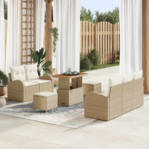 vidaXL Tuin Sofa Set met kussen met opslag 8 pcs Beige en Crème
