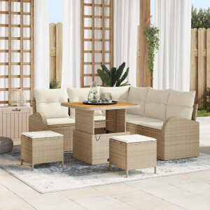 vidaXL Tuin Sofa Set met kussen met opslag 8 pcs Beige en Crème