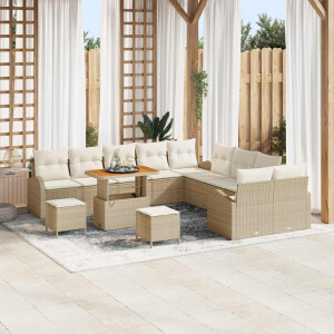 vidaXL Tuin Sofa Set met kussen met opslag 13 pcs Beige en Crème