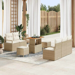 vidaXL Tuin Sofa Set met kussen met opslag 8 pcs Beige en Crème