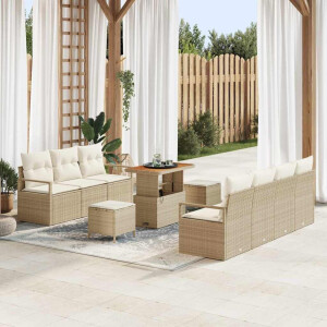 vidaXL Tuin Sofa Set met kussen met opslag 10 pcs Beige en Crème