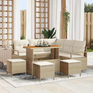 vidaXL Tuin Sofa Set met kussen met opslag 9 pcs Beige en Crème