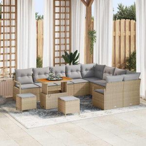 vidaXL Tuin Sofa Set met kussen met opslag 12 pcs Beige en Licht Grijs