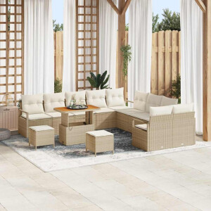 vidaXL Tuin Sofa Set met kussen met opslag 13 pcs Beige en Crème