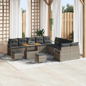 vidaXL Tuin Sofa Set met kussen met opslag met kussen 13 pcs Grijs