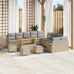vidaXL Tuin Sofa Set met kussen met opslag 14 pcs Beige en Licht Grijs
