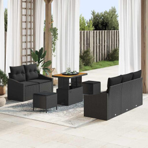 vidaXL Tuin Sofa Set met kussen met opslag met kussen 8 pcs Zwart