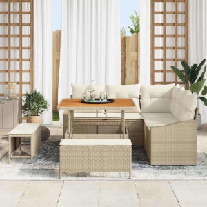 vidaXL Tuin Sofa Set met kussen met opslag 8 pcs Beige en Crème
