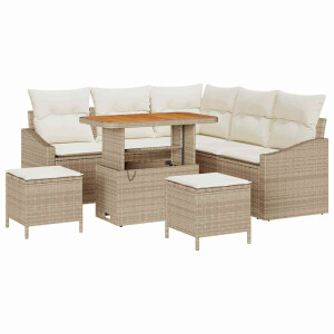 vidaXL Tuin Sofa Set met kussen met opslag 8 pcs Beige en Crème