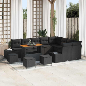 vidaXL Tuin Sofa Set 13 pcs Zwart Poly Rattan en Poedergecoat Staal
