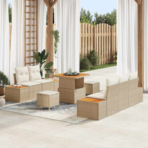vidaXL Tuin Sofa Set met kussen met opslag 8 pcs Beige en Crème