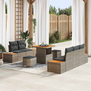 vidaXL Tuin Sofa Set met kussen 8 pcs Licht Grijs en Donker Grijs