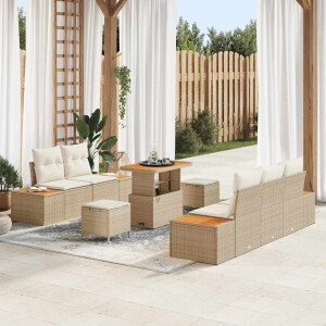 vidaXL Tuin Sofa Set met kussen met opslag 8 pcs Beige en Crème