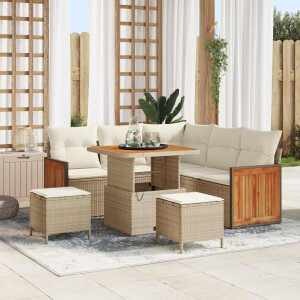 vidaXL Tuin Sofa Set 8 pcs Beige en Crème poly rattan