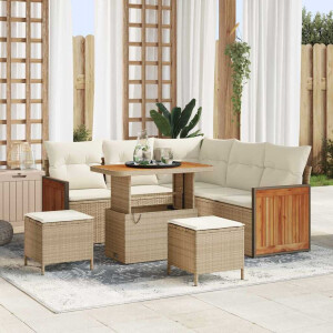 vidaXL Tuin Sofa Set 8 pcs Beige en Crème poly rattan