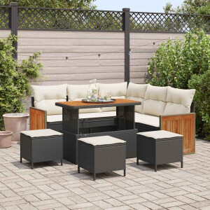vidaXL Tuin Sofa Set 8 pcs Zwart en Crème poly rattan