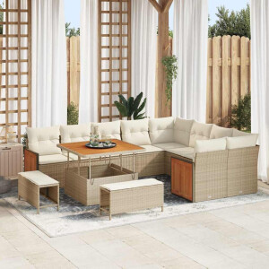vidaXL Tuin Sofa Set 12 pcs Beige en Crème poly rattan
