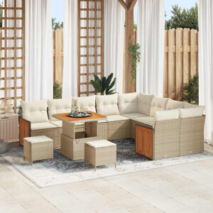 vidaXL Tuin Sofa Set 12 pcs Beige en Crème poly rattan