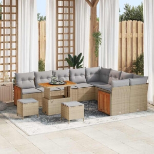 vidaXL Tuin Sofa Set 12 pcs Beige poly rattan