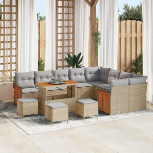 vidaXL Tuin Sofa Set 13 pcs Beige en Lichtgrijs poly rattan