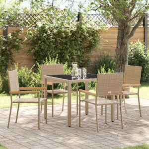 vidaXL Tuin eettafelset 5 pcs Beige poly rattan