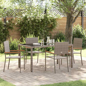 vidaXL Tuin eettafelset 5 pcs Grijs poly rattan
