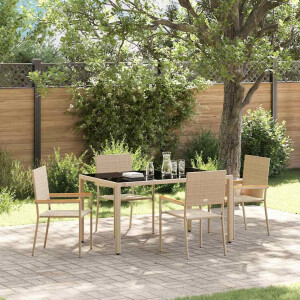 vidaXL Tuin eettafelset 5 pcs Beige poly rattan