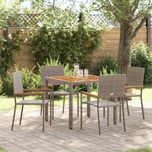 vidaXL Tuin eettafelset 5 pcs Grijs poly rattan