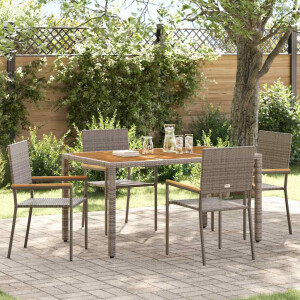 vidaXL Tuin eettafelset 5 pcs Grijs poly rattan