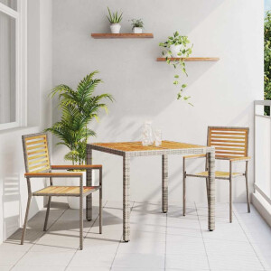 vidaXL Tuin eettafelset 3 pcs Grijs en Bruin poly rattan