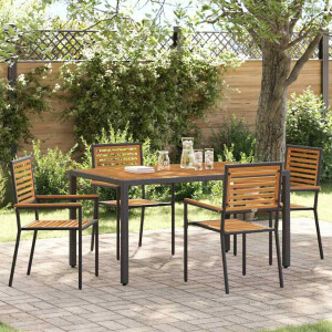 vidaXL Tuin eettafelset 5 pcs Zwart en Bruin poly rattan