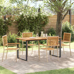 vidaXL Tuin eettafelset 5 pcs Beige Massief Acaciahout