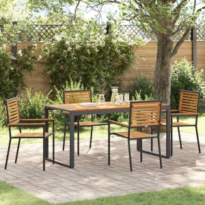 vidaXL Tuin eettafelset 5 pcs Zwart en Bruin poly rattan