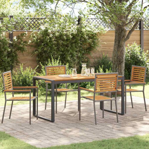 vidaXL Tuin eettafelset 5 pcs Grijs en Bruin poly rattan
