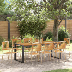 vidaXL Tuin eettafelset 9 pcs Beige en Bruin poly rattan