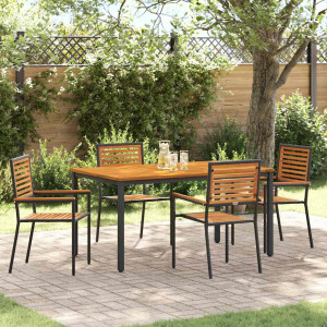 vidaXL Tuin eettafelset 5 pcs Zwart en Bruin poly rattan