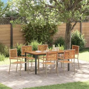 vidaXL Tuin eettafelset 7 pcs Beige en Bruin poly rattan