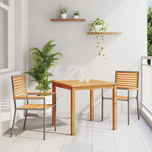 vidaXL Tuin eettafelset 3 pcs Grijs Massief Acaciahout