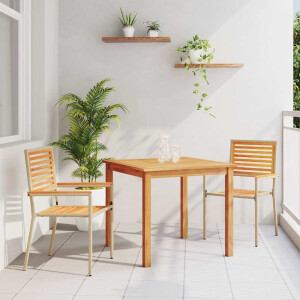 vidaXL Tuin eettafelset 3 pcs Beige Massief Acaciahout