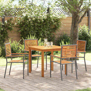 vidaXL Tuin eettafelset 5 pcs Grijs Massief Acaciahout