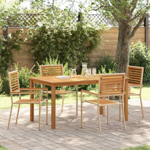 vidaXL Tuin eettafelset 5 pcs Beige Massief Acaciahout