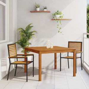 vidaXL Tuin eettafelset 3 pcs Zwart Massief Acaciahout